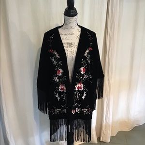 Reba Velvet Embroidered Fringed Jacket